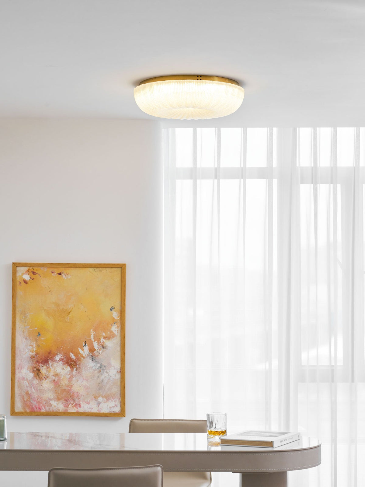 Enxia Ripple Glass Flush Mount Ceiling Light