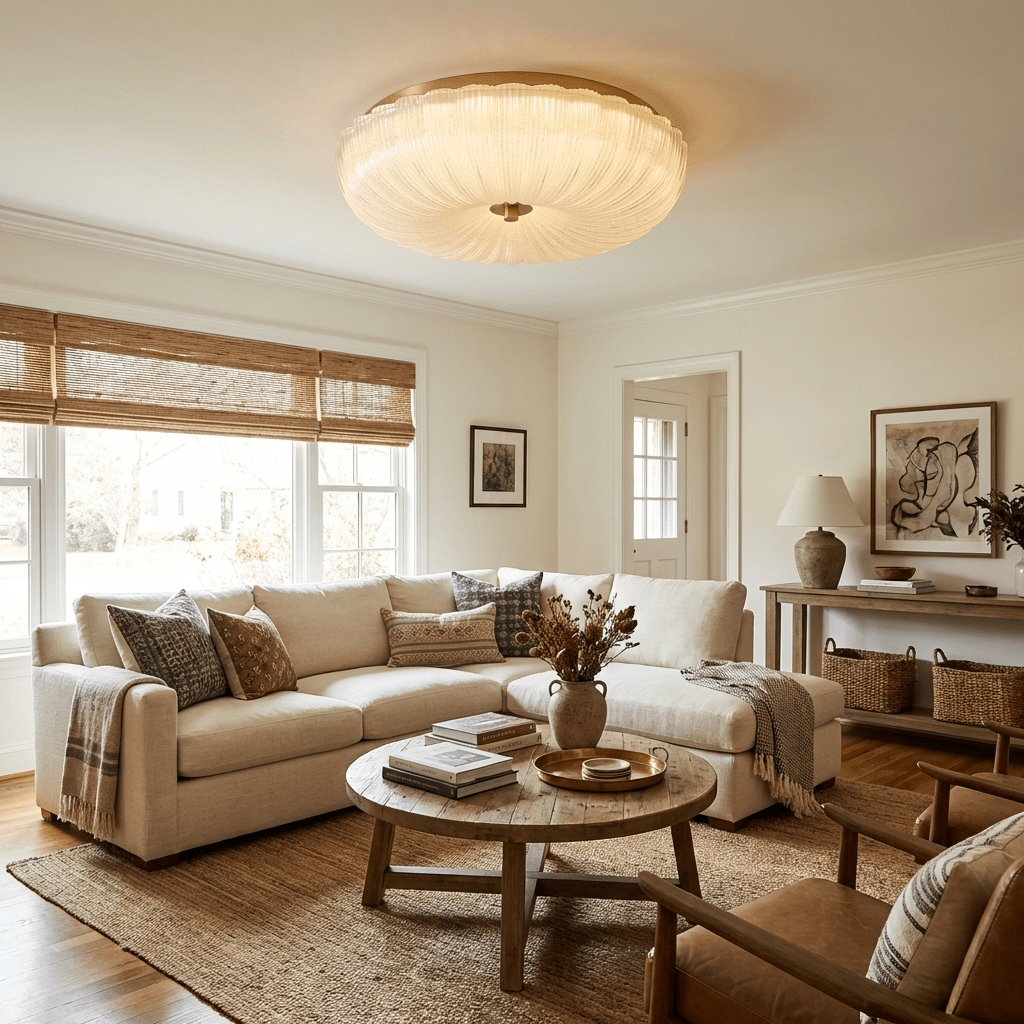 Enxia Ripple Glass Flush Mount Ceiling Light
