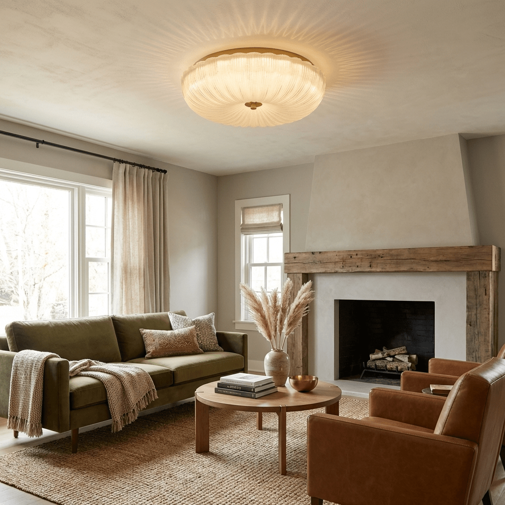 Enxia Ripple Glass Flush Mount Ceiling Light