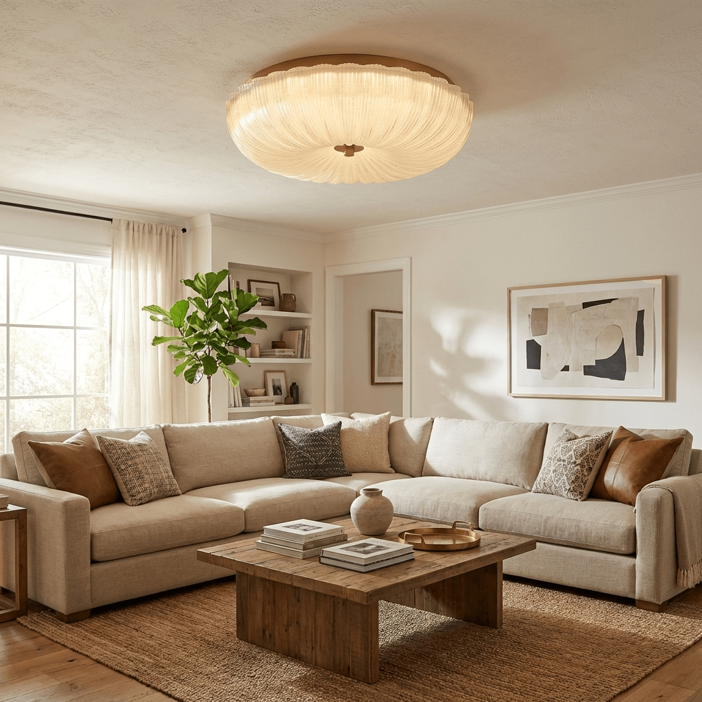 Enxia Ripple Glass Flush Mount Ceiling Light