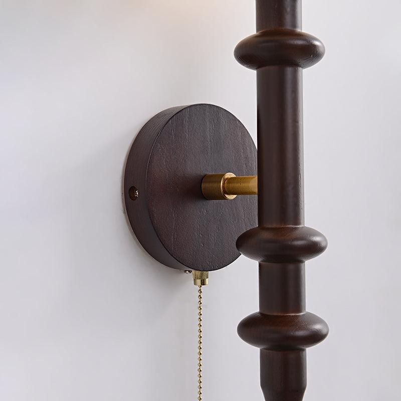 Elmiror Elegance Roman Column Glass Wood Wall Lamp