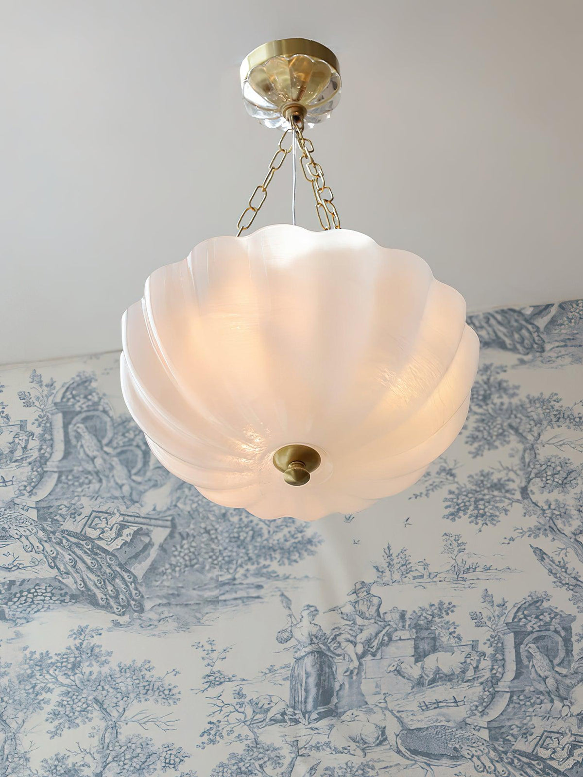 Voriq Chandelier Glass Bowl Brass Chain