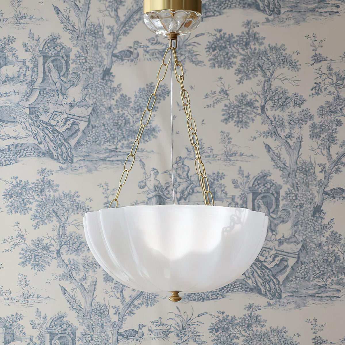 Voriq Chandelier Glass Bowl Brass Chain