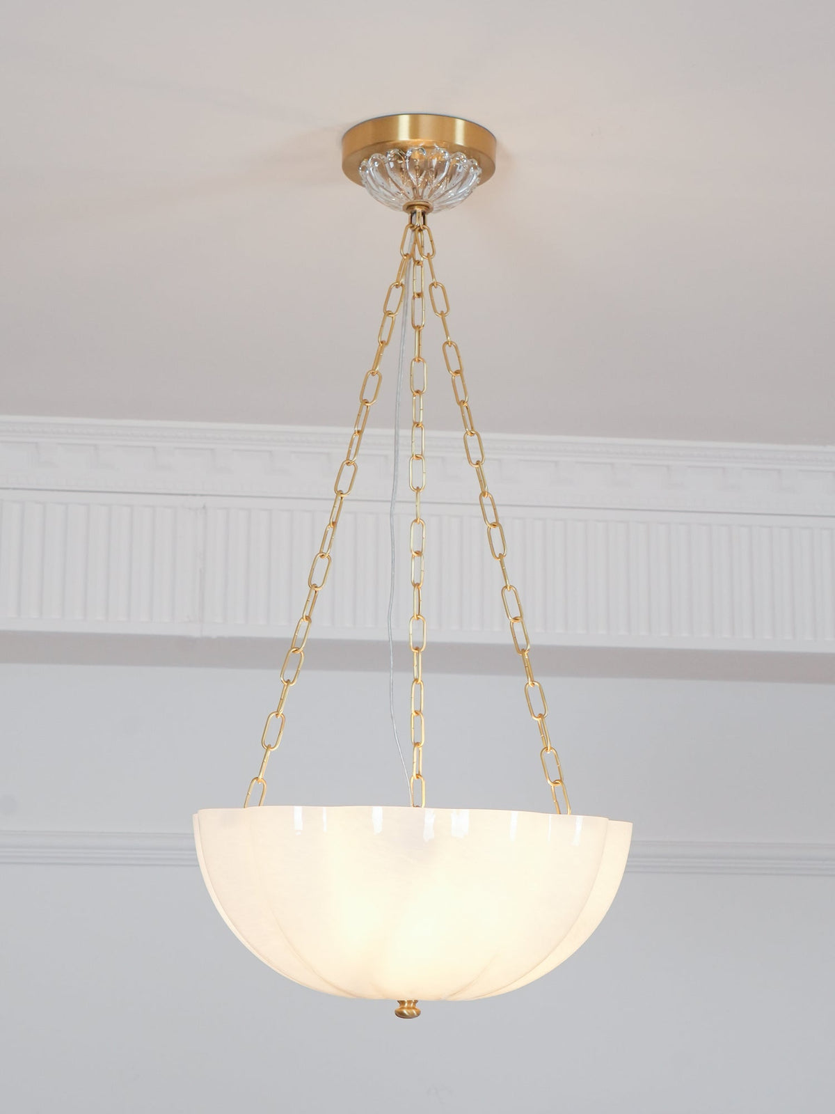 Voriq Chandelier Glass Bowl Brass Chain