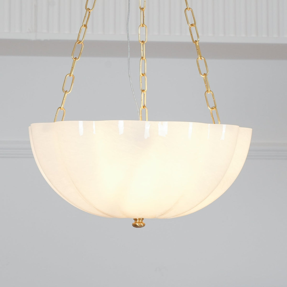 Voriq Chandelier Glass Bowl Brass Chain