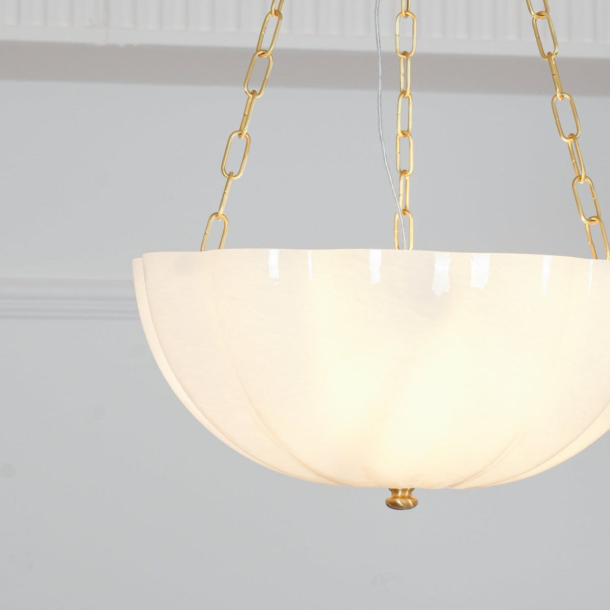 Voriq Chandelier Glass Bowl Brass Chain