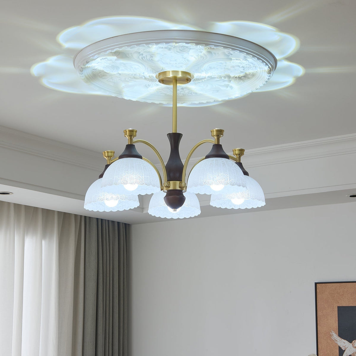 Avvynila Traditional Elegance Vintage Brass Wood Chandelier