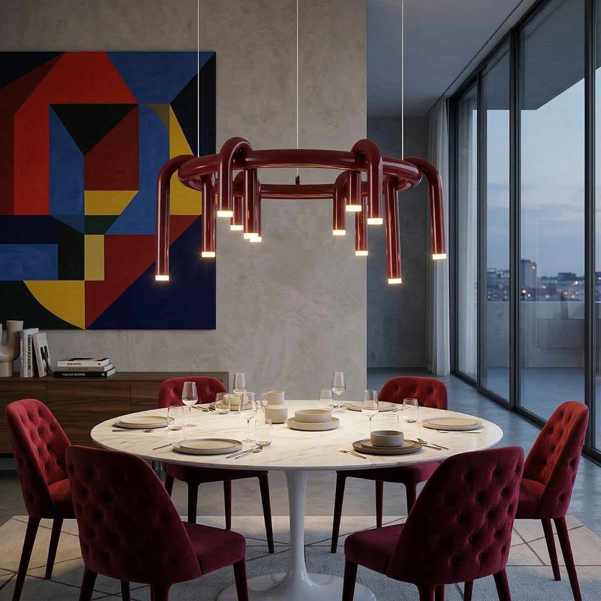 Meadowgate Red U-Shaped Chandelier
