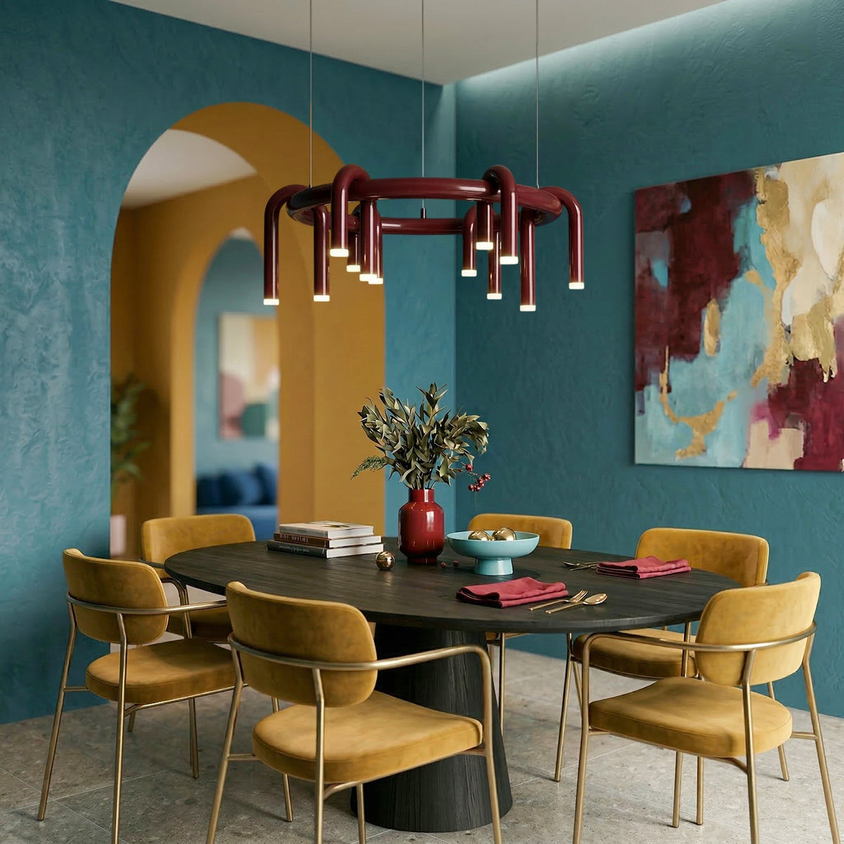 Meadowgate Red U-Shaped Chandelier
