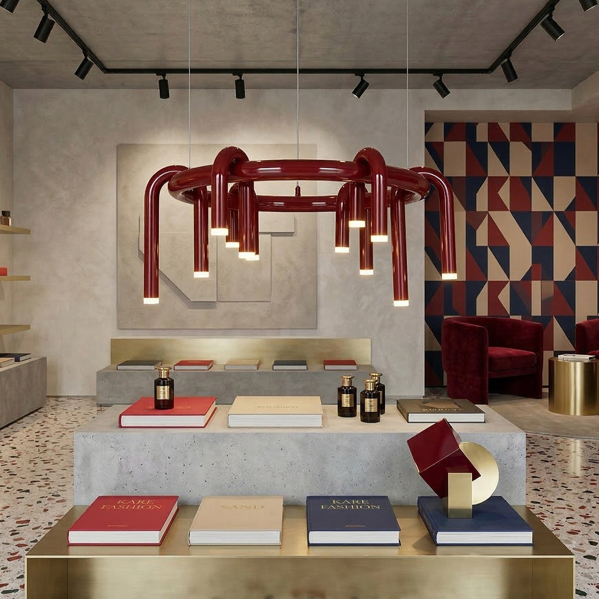 Meadowgate Red U-Shaped Chandelier