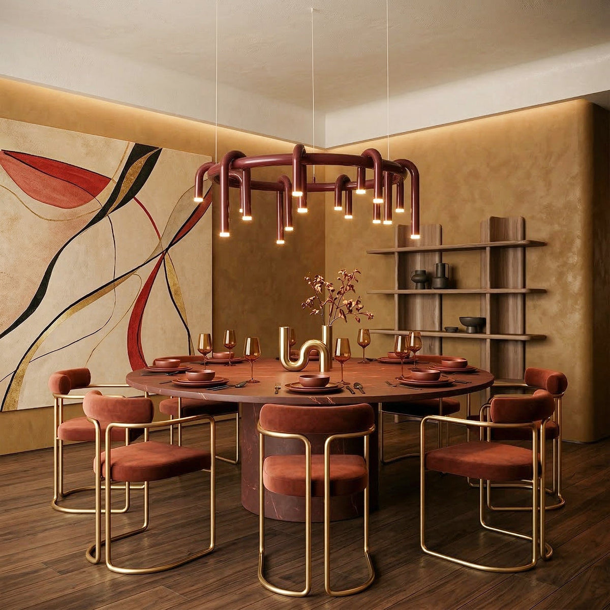 Meadowgate Red U-Shaped Chandelier