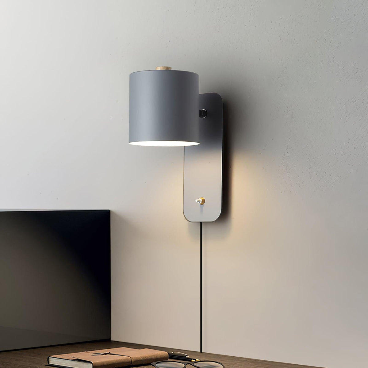 Buxia Rotatable Cylinder Plug In Indoor Wall Light