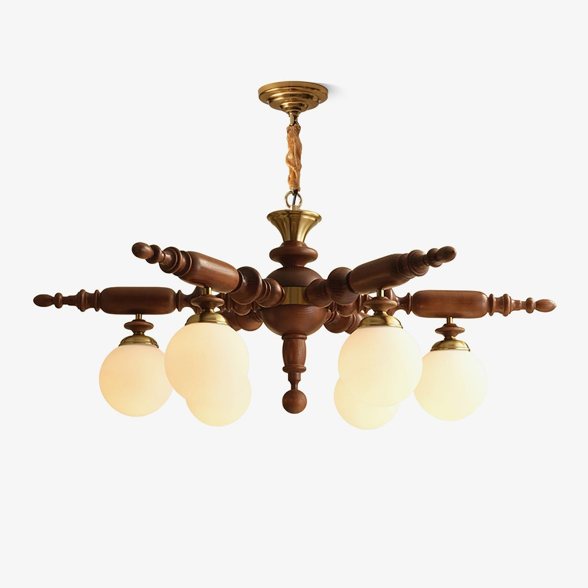 Olvenir Rustic Wood Glass Chandelier