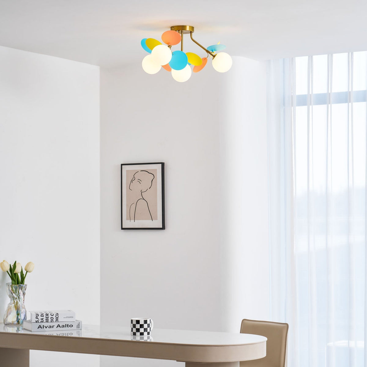 Zoina Round Macaron Flush Mount Ceiling Light