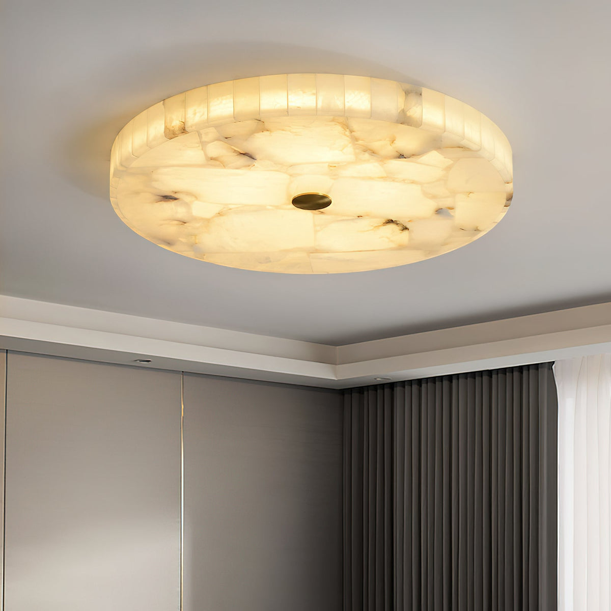 Nivael Round Alabaster Ceiling Lamp