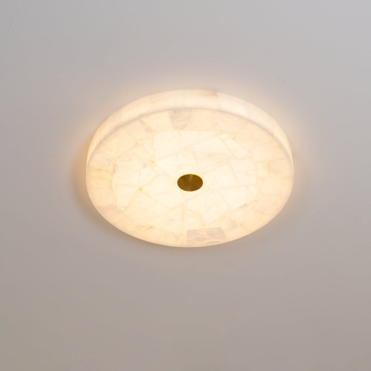 Zeko Round Alabaster Flush Mount Ceiling Light