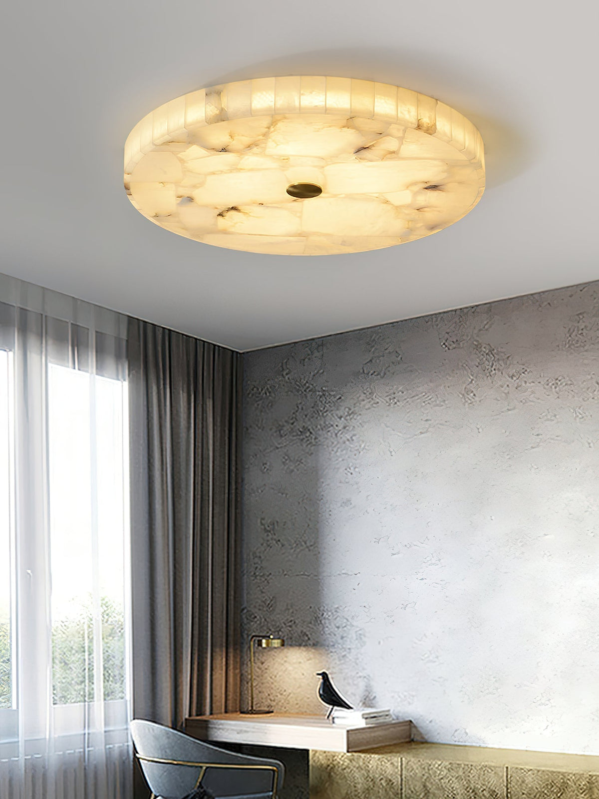 Nivael Round Alabaster Ceiling Lamp