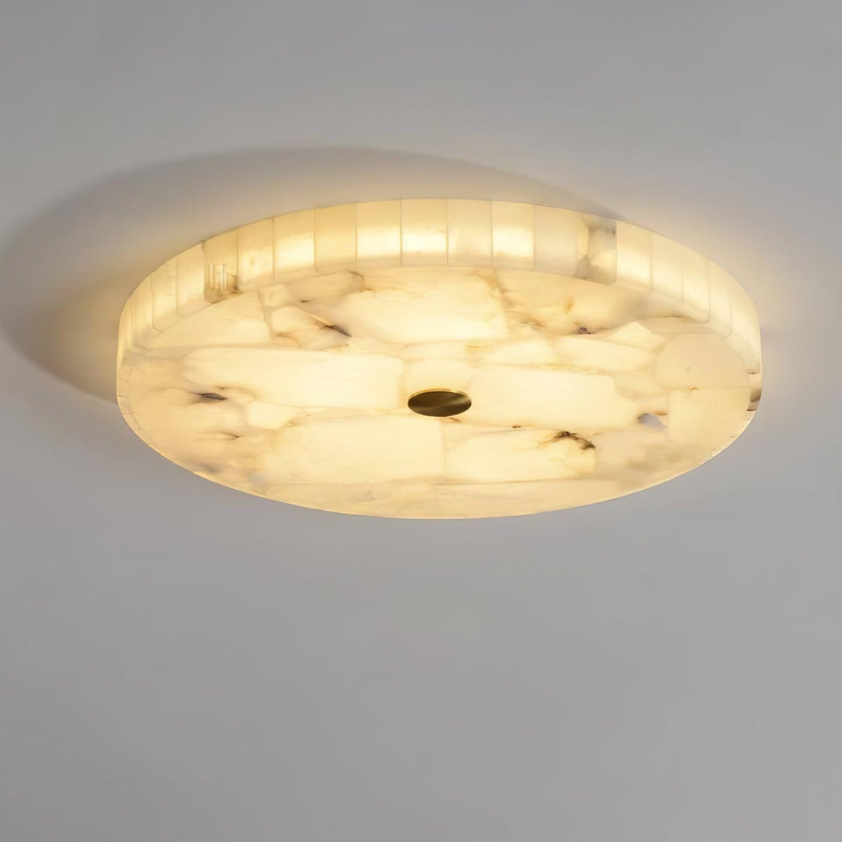 Zeko Round Alabaster Flush Mount Ceiling Light
