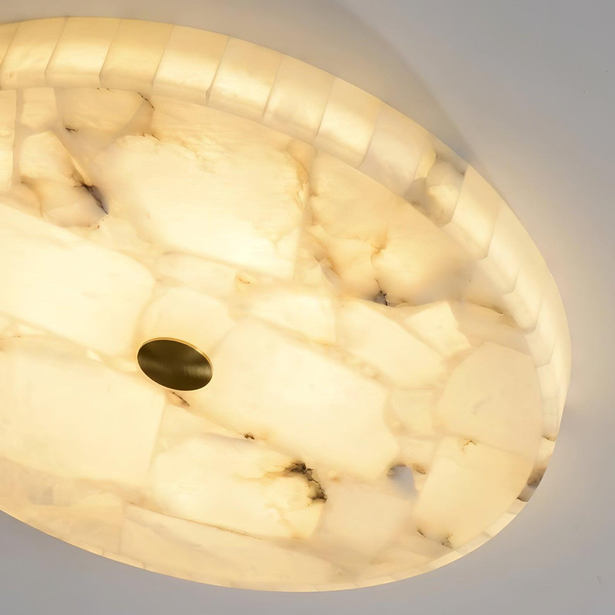 Zeko Round Alabaster Flush Mount Ceiling Light