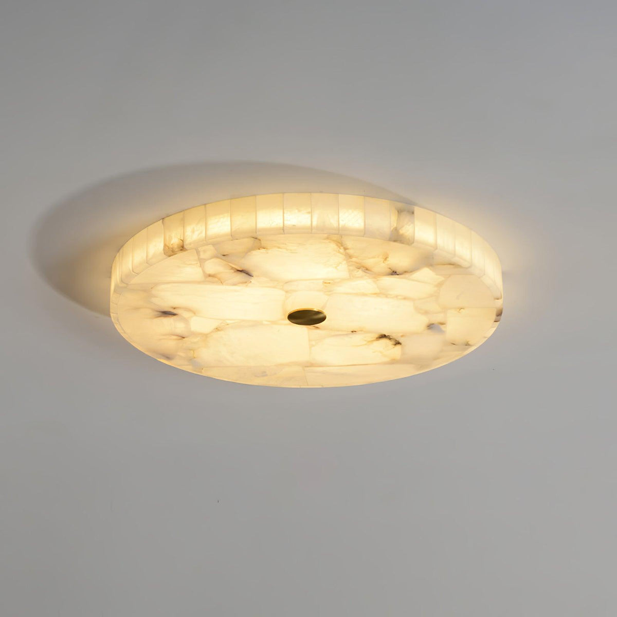 Zeko Round Alabaster Flush Mount Ceiling Light