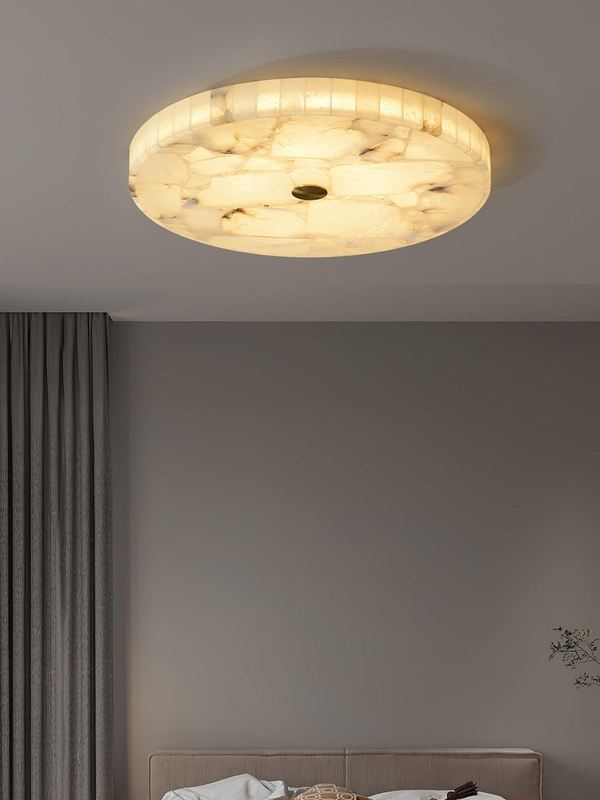 Zeko Round Alabaster Flush Mount Ceiling Light