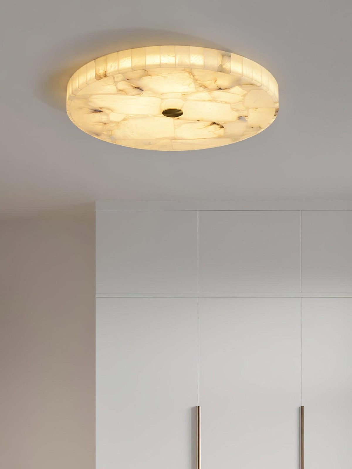 Zeko Round Alabaster Flush Mount Ceiling Light