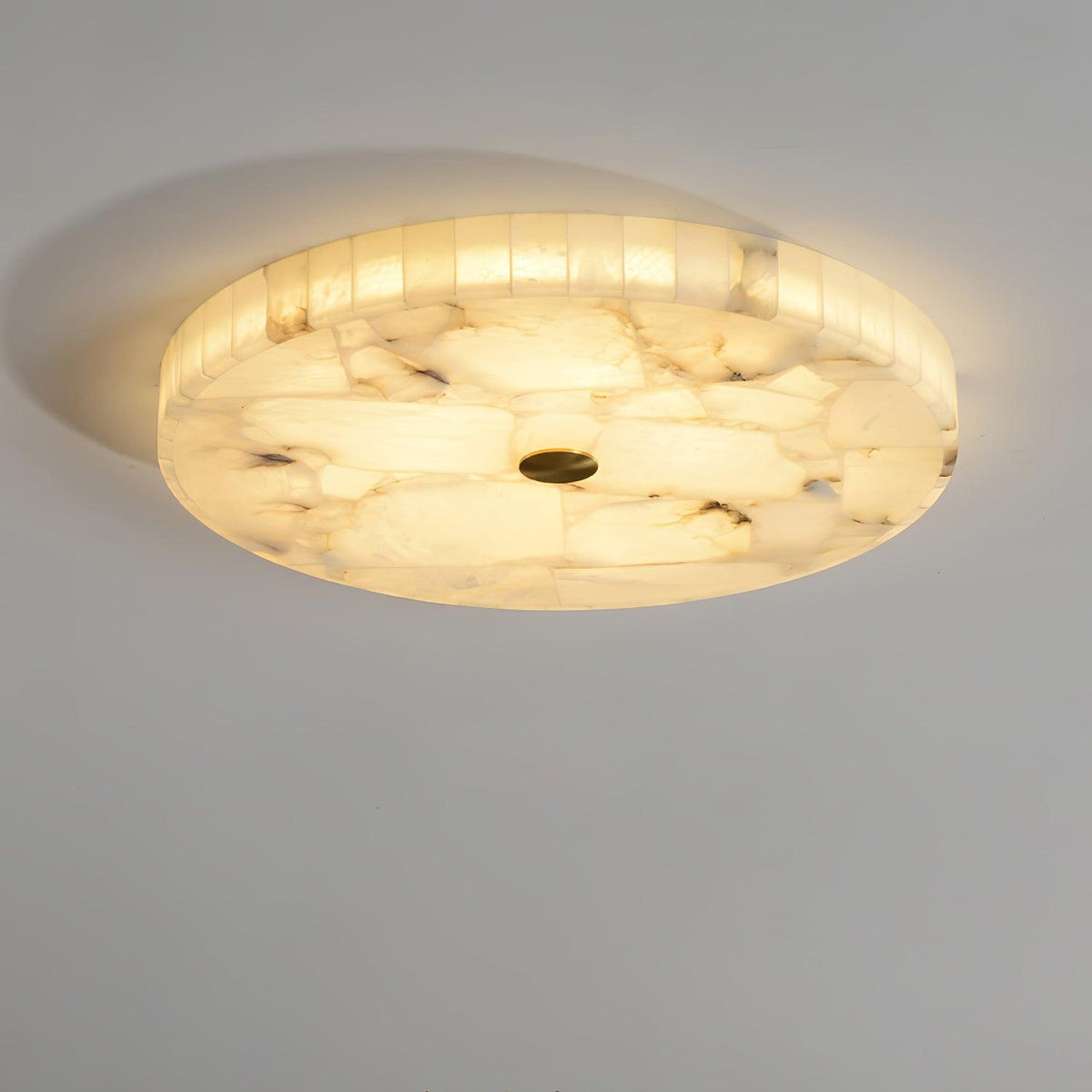 Zeko Round Alabaster Flush Mount Ceiling Light