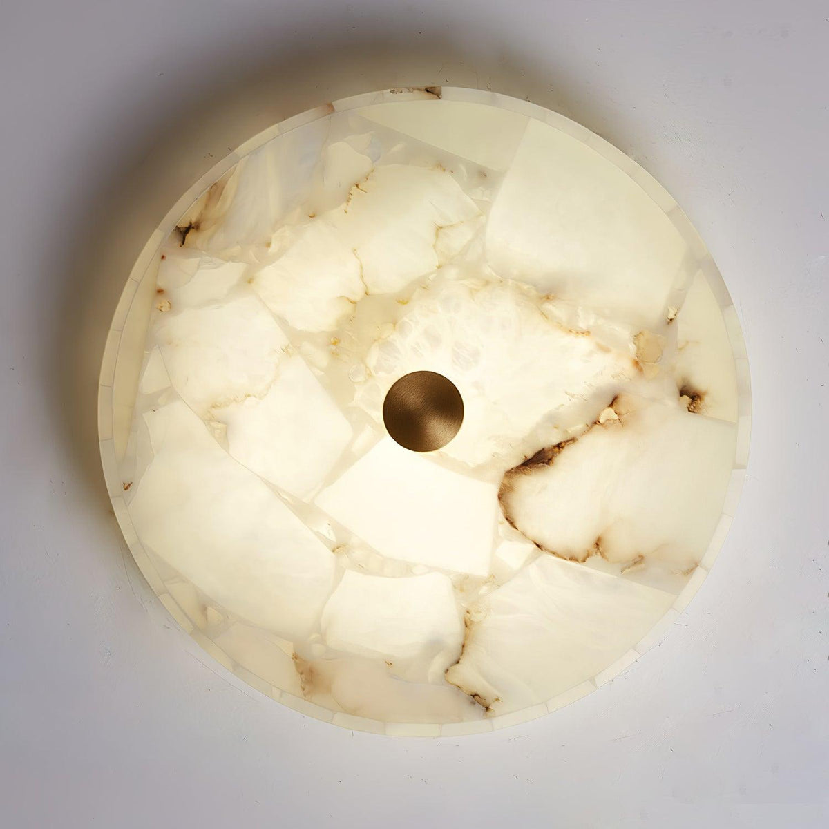 Zeko Round Alabaster Flush Mount Ceiling Light