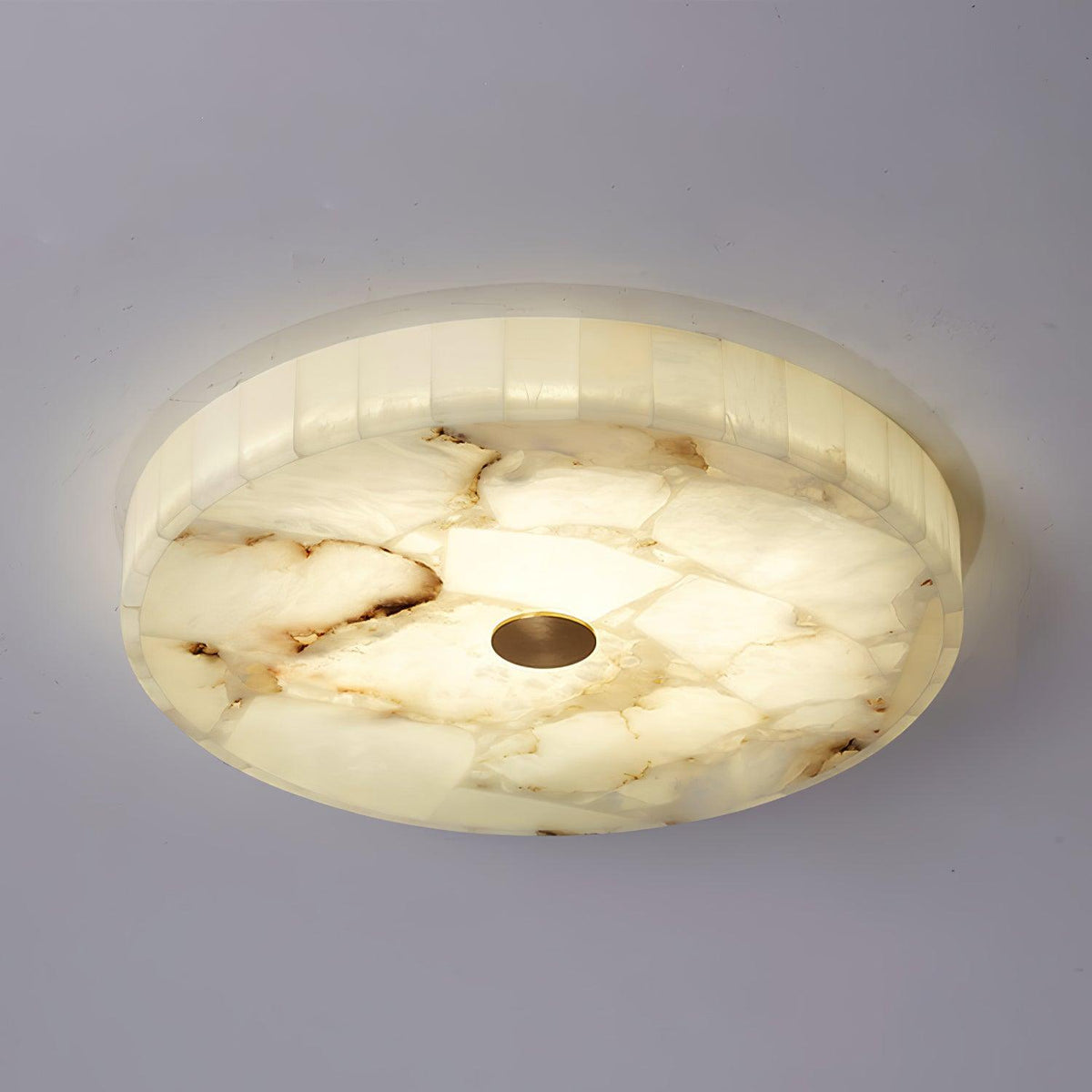 Zeko Round Alabaster Flush Mount Ceiling Light