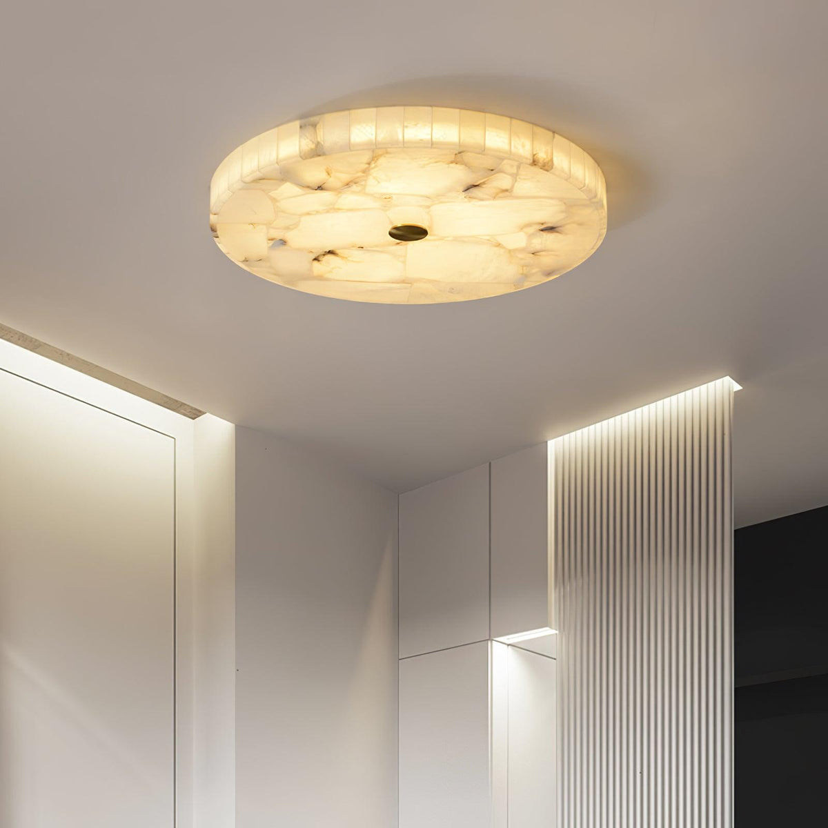 Torin Round Alabaster Ceiling Lamp