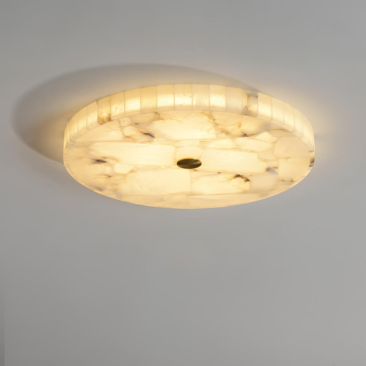 Zeko Round Alabaster Flush Mount Ceiling Light