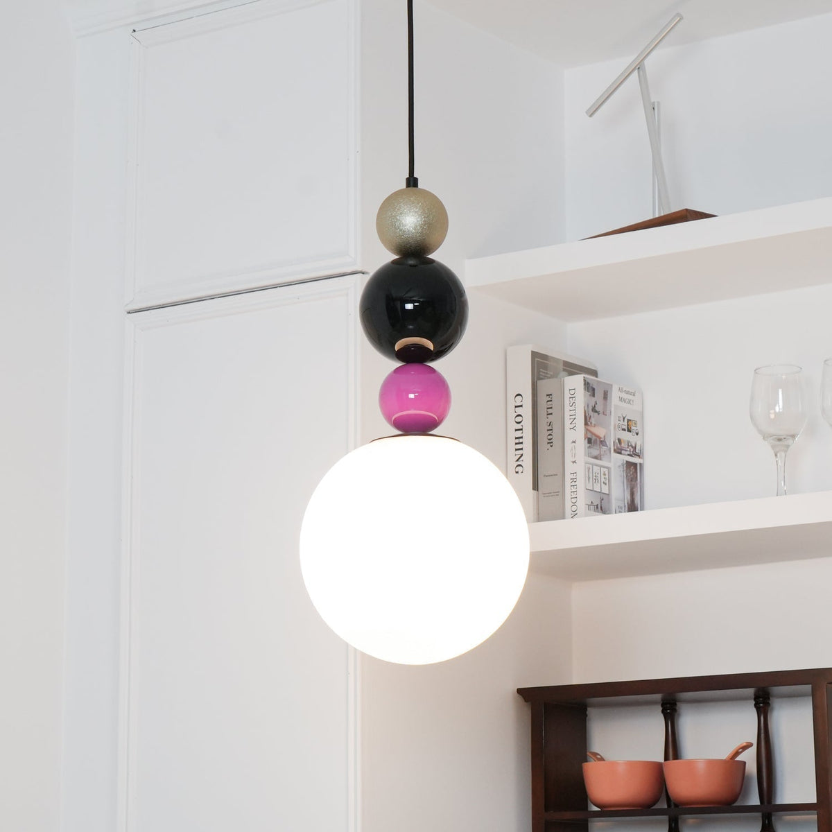 Eshaisra Nordic Art Round Balls Stacking Glass Pendant Lamp