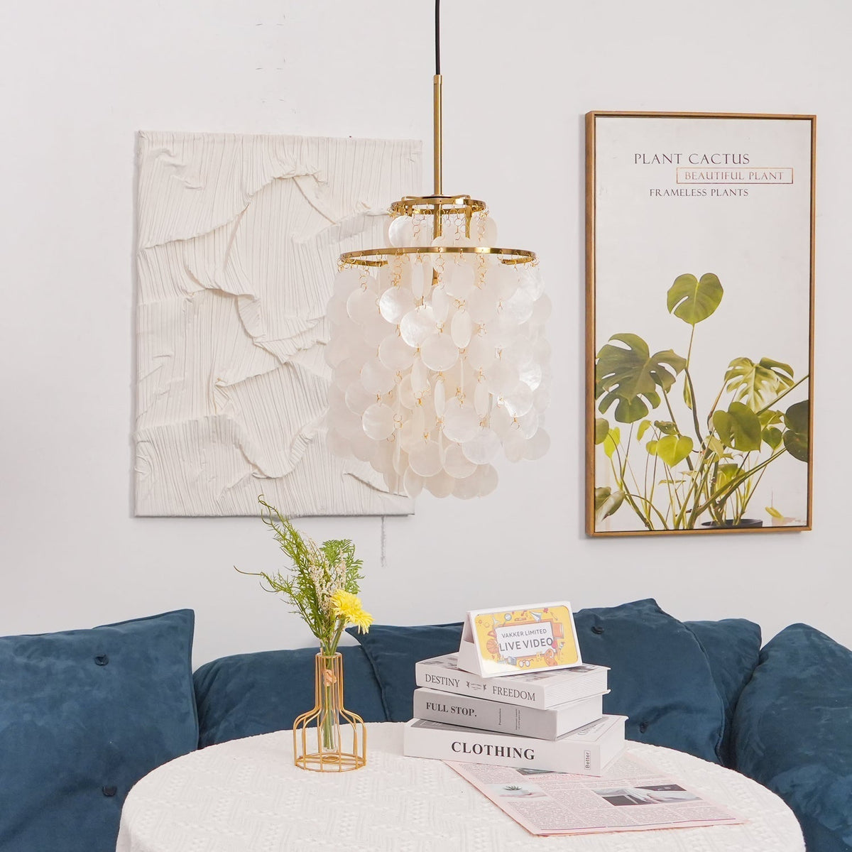 Rivena Pendant Lamp Round Shell Ring