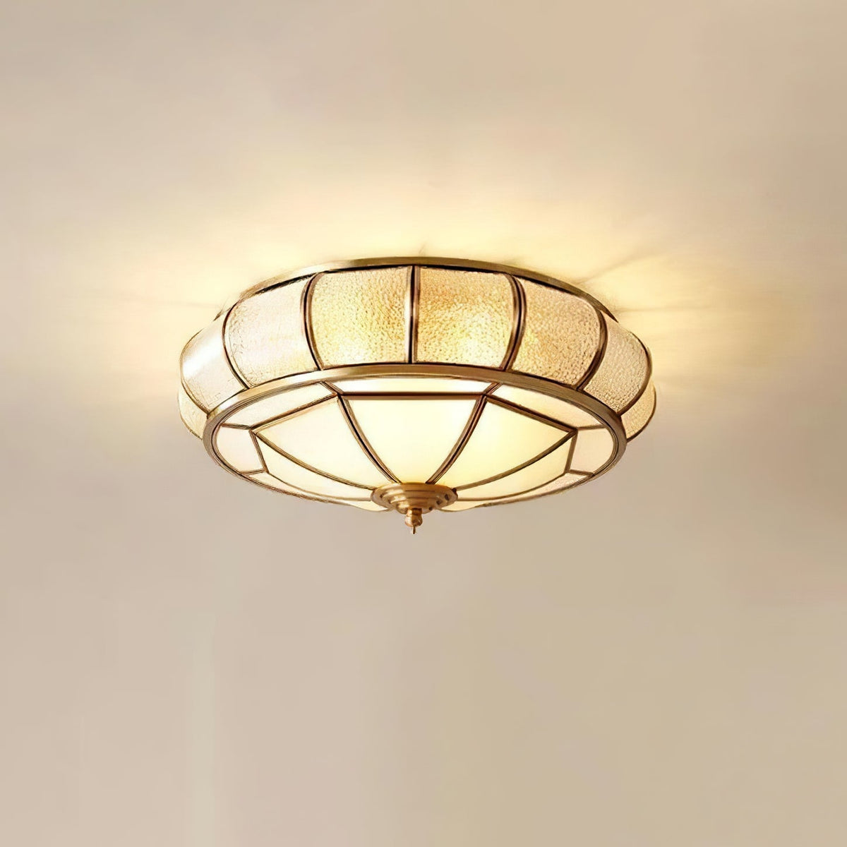 Zothaus Traditional Round Textured Glass Ceiling Light