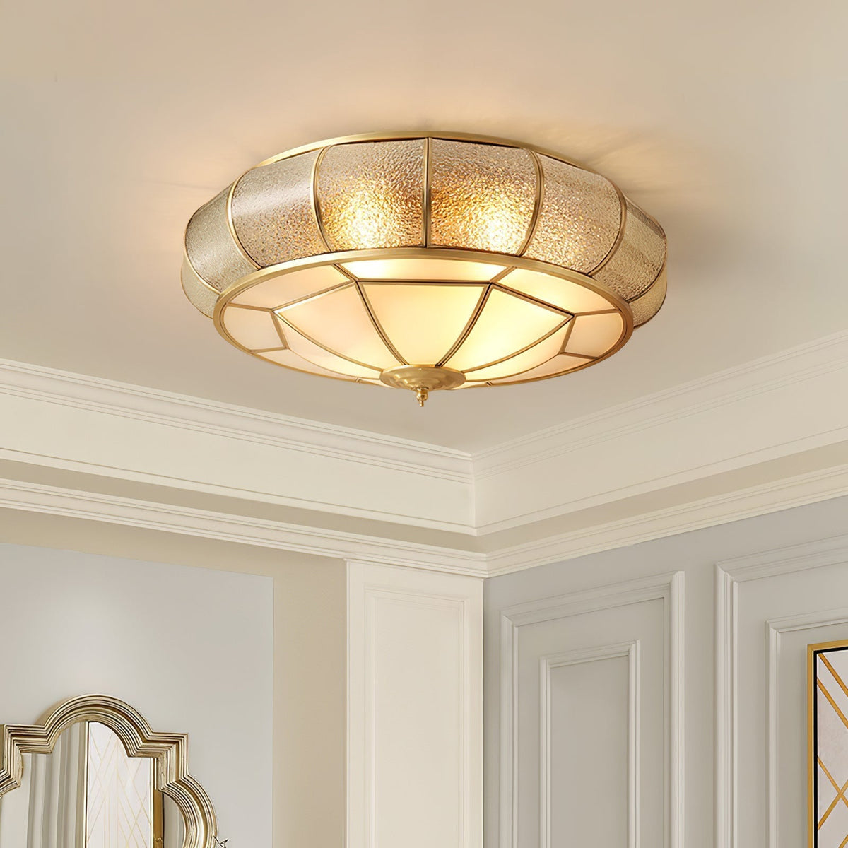 Zothaus Traditional Round Textured Glass Ceiling Light