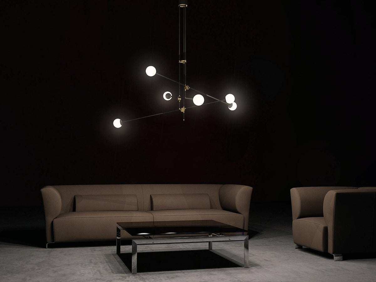 Celirissa Chandelier SI Brass Glass Globe