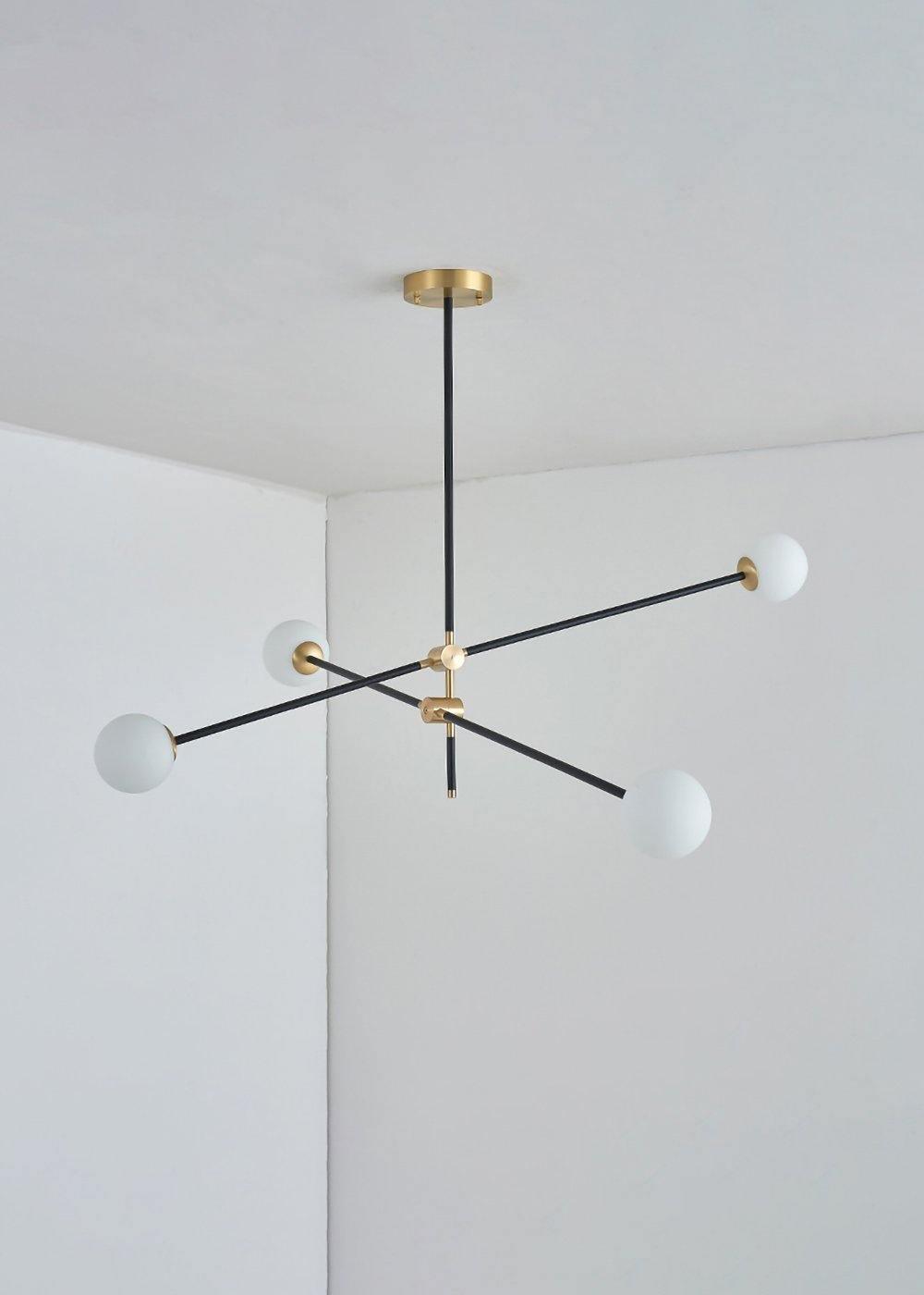 Celirissa Chandelier SI Brass Glass Globe