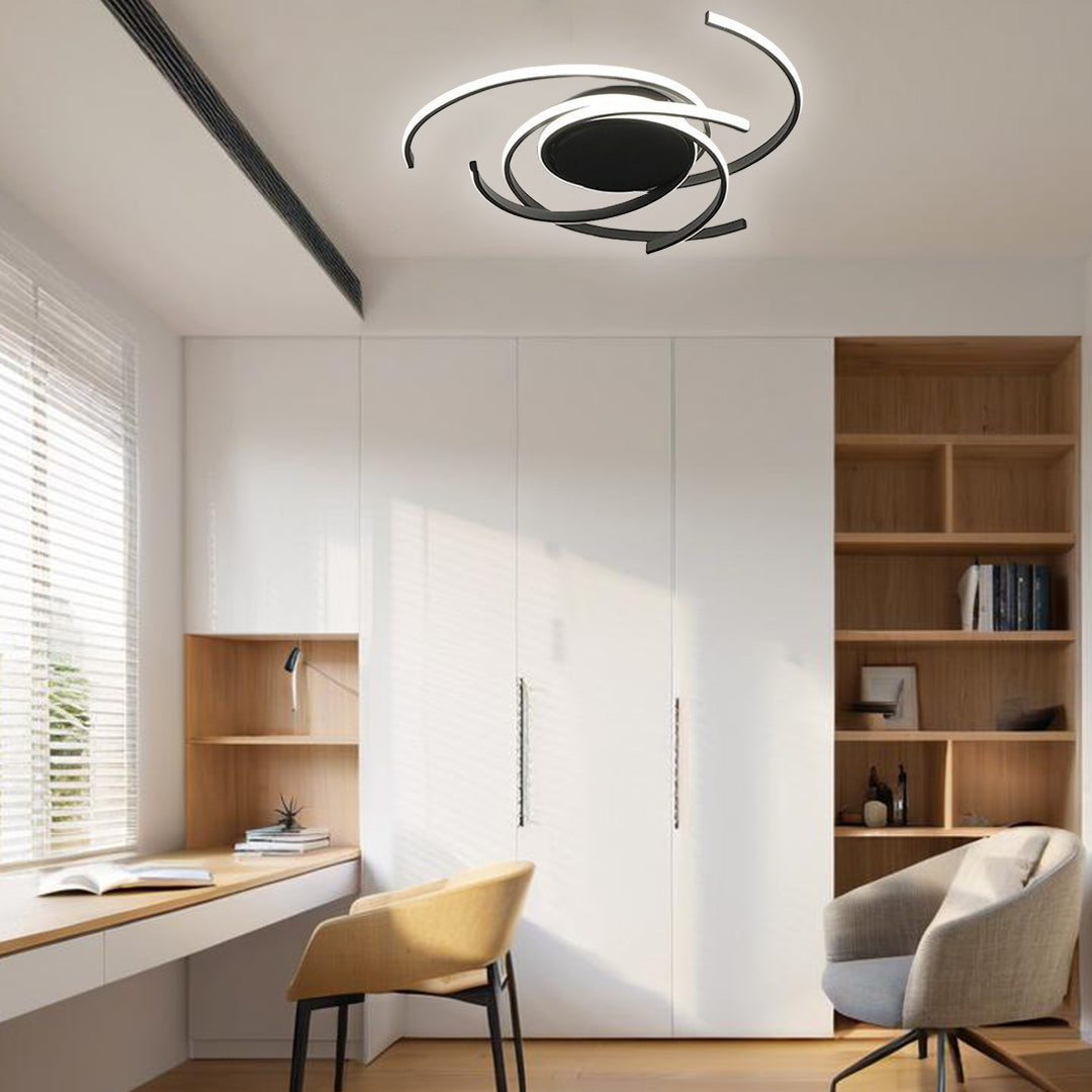 30 Inch Swirls Circle Abstract LED Flush Mount Ceiling Light - Lamp Outdoor