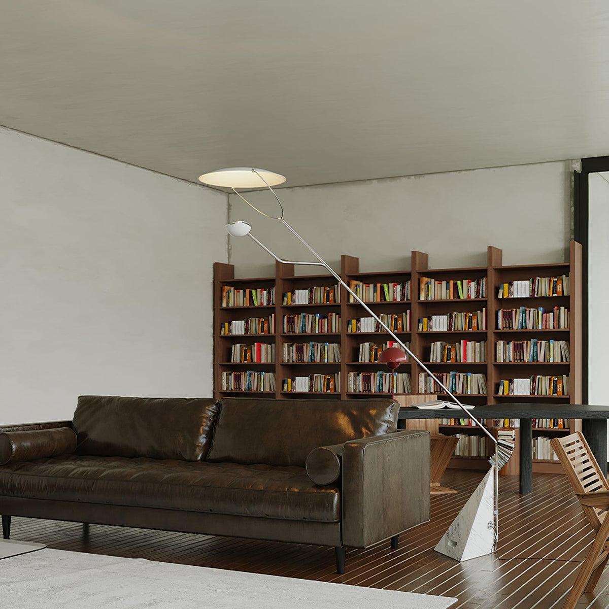 Olvenel Sculptural Chrome Marble Floor Lamp
