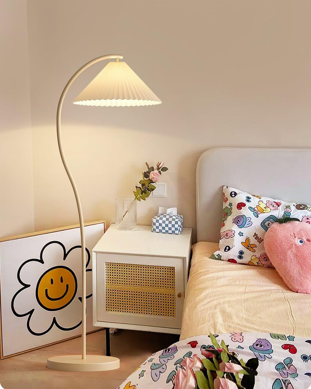 Mytalil Modern Curved Fabric Floor Lamp