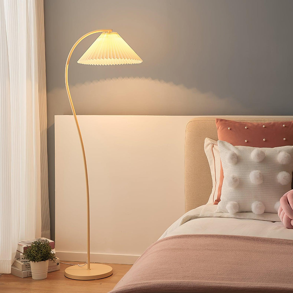 Mytalil Modern Curved Fabric Floor Lamp
