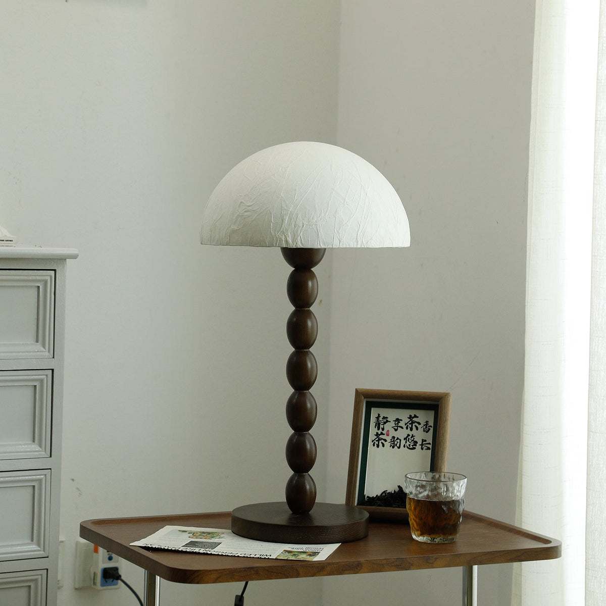 Veloin Paper Wood Table Lamp