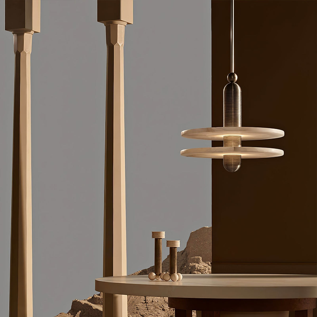 Avenirina Brushed Brass Alabaster Pendant Light