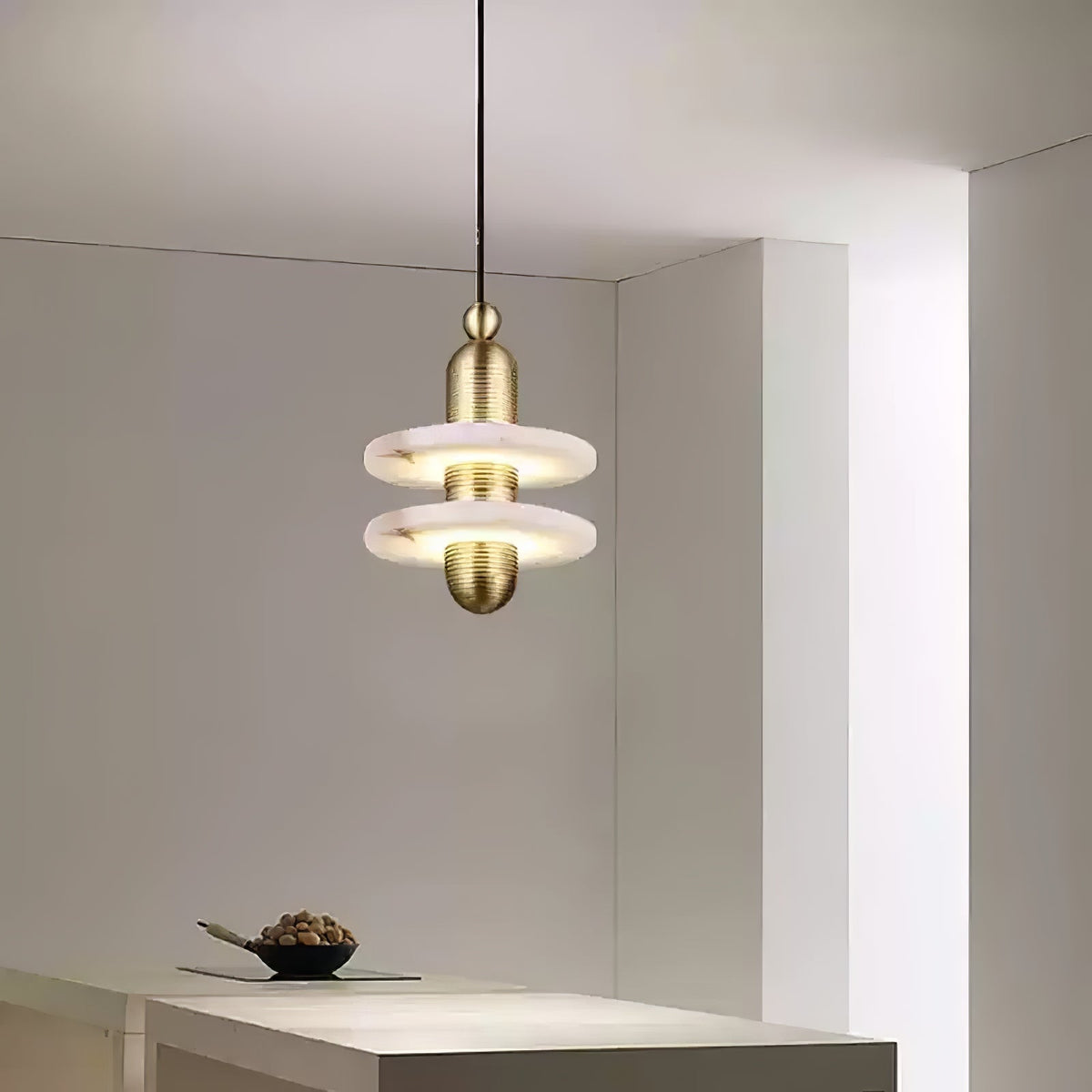 Avenirina Brushed Brass Alabaster Pendant Light