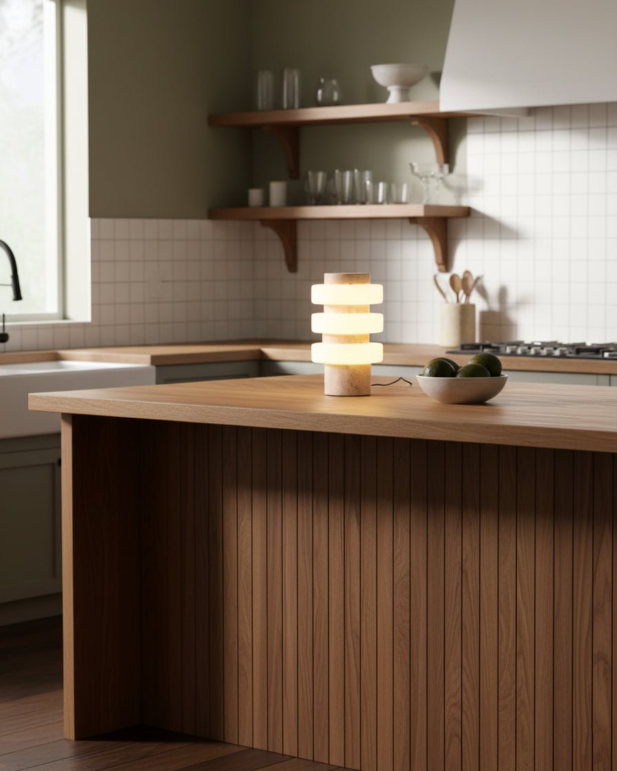 Thea Modern Travertine Table Lamp