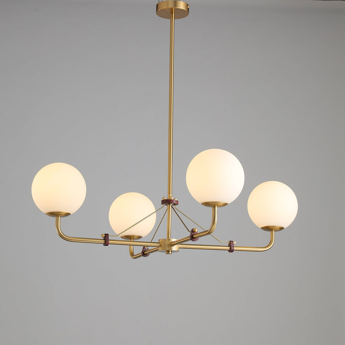 Oriarelle Chandelier Brass Globe Savanna Elegant