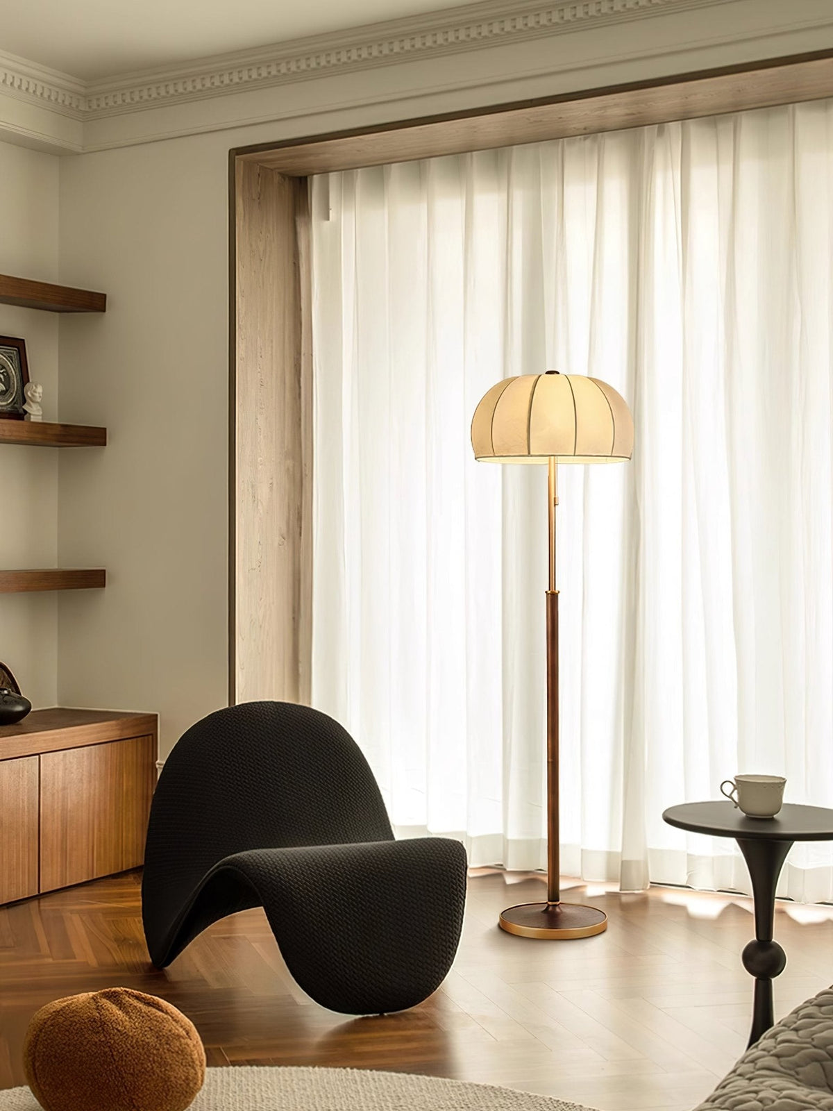 Cularo Fabric Wood Floor Lamp