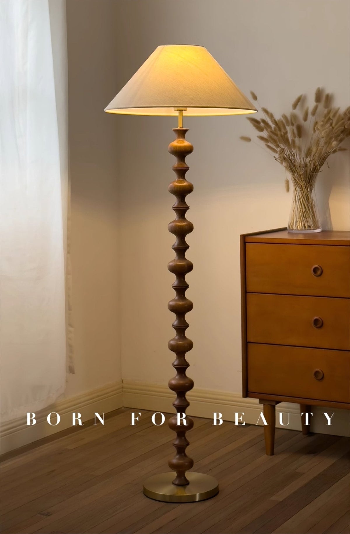 Sylirora Wood Fabric Floor Lamp