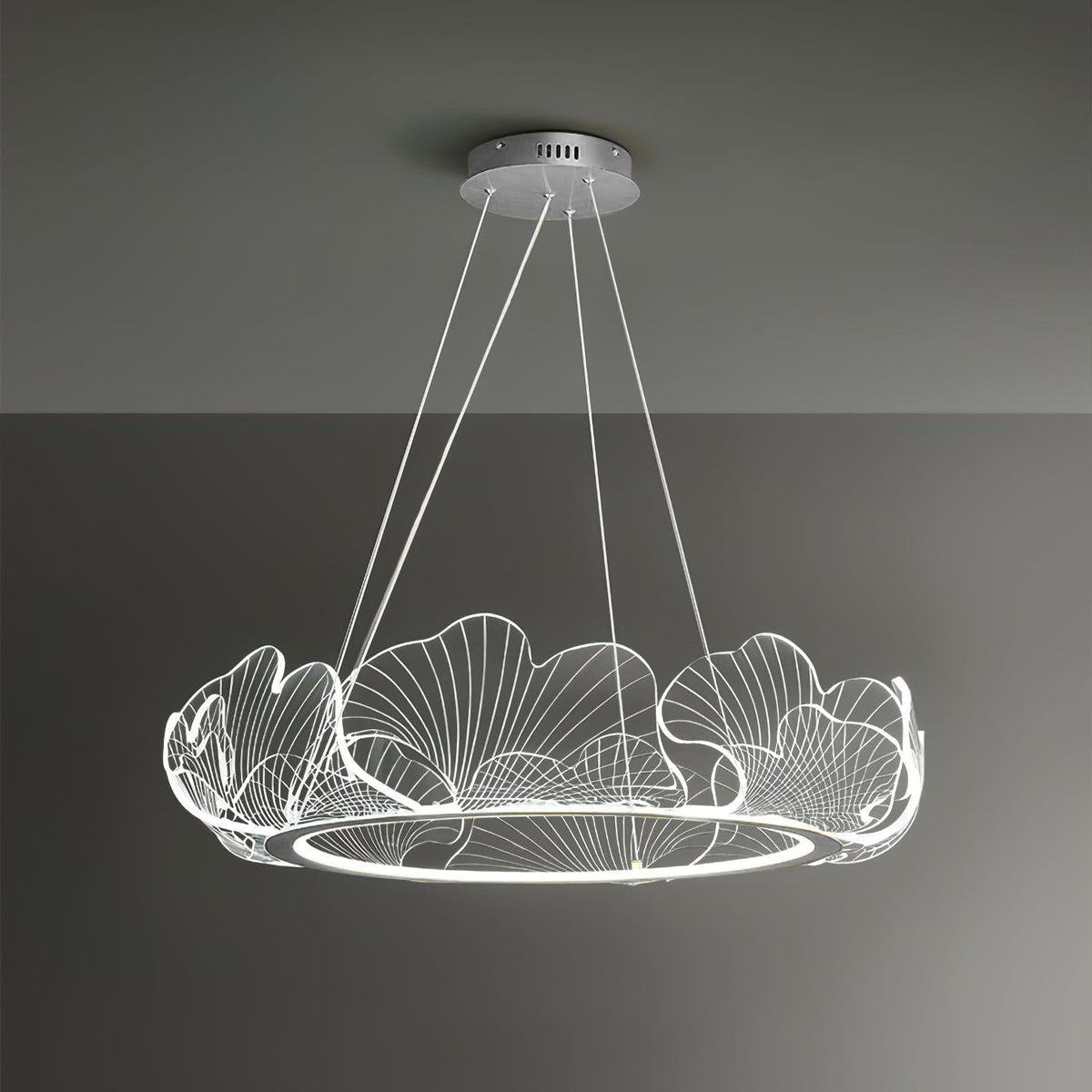 Lucisora Pendant Lamp Frosted Acrylic Floral Ring