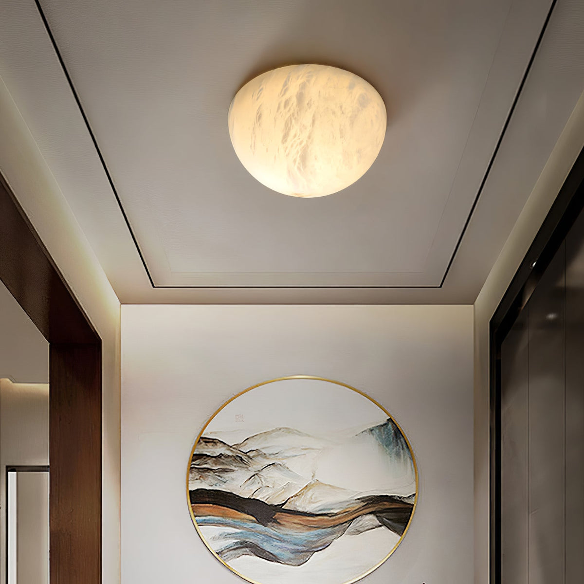 Elvar Semicircular   Minimalist Alabaster Ceiling Light
